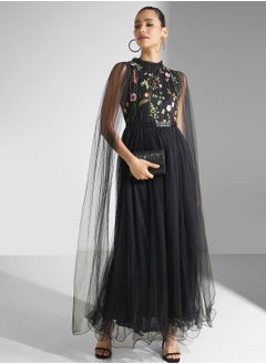 Buy Embroidered Mesh Tiered Dress in Saudi Arabia