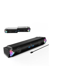 اشتري Computer Speakers for PC Desktop Monitor, Bluetooth Dynamic RGB Computer Sound Bar, Dual HiFi Stereo & Gradient RGB Lighting, USB Powered Speakers, for PC Laptop Tablet Desktop(Include C Adapter) في السعودية