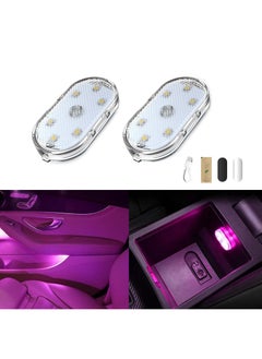 اشتري Car LED Lights, Interior Portable Small Incar LED Touch Lights with 6 Bright LED Lamp Beads, USB Rechargeable Lighting Light Car Emergency Light (Purple Light) في السعودية