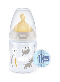 Buy NUK First Choice+ Baby Bottle| 0-6 Months | Temperature Control | Anti Colic Vent | 150 ml | BPA-Free | Latex Teat | Safari (Beige) in Saudi Arabia