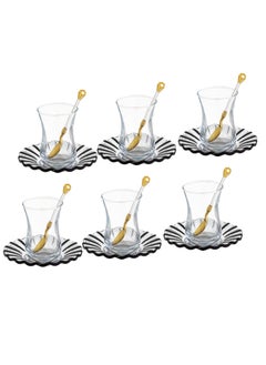 اشتري 18-Piece Turkish Glass Tea Set Clear في السعودية