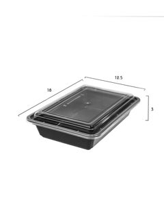 Buy 12-Piece Rectangular Disposable Food Container With Lid Black 18x12.5x3cm in Saudi Arabia