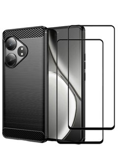 اشتري [1+2 Sets] For Realme GT 6 5G Case & Screen Protector Soft TPU Brushed Texture Anti-Slip Cover في السعودية