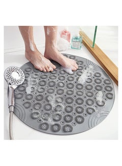 Shower Foot Scrubber Mat with Natural Pumice Stone, Oval Anti Slip Bathtub  Mat Massager with Suction Cups Drain Holes, Non-slip Exfoliating Feet Scrub