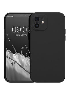 Buy Protective Ultra Slim Fit Case Liquid Silicon Gel Cover with Full Body Protection Anti-Scratch Shockproof Case For iPhone 12 LIQUID SILICON BLACK in UAE