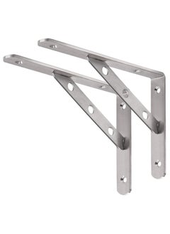 اشتري Shelf Brackets 12 inch - 2pcs Stainless Steel Solid Shelf Support, Corner Brace Joint Right Angle L Bracket, Space Saving DIY Bracket في الامارات