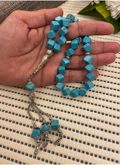 Buy Natural Turquoise Stone Prayer Beads For Men 33 Beads Size 8mm in Saudi Arabia