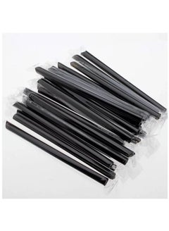 Buy 100 Pieces Disposable Plastic Drinking Straws Set Black in Saudi Arabia