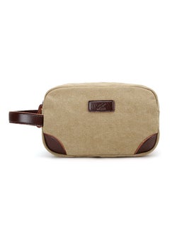 Buy Zipper Closure Canvas Wallet Khaki in UAE