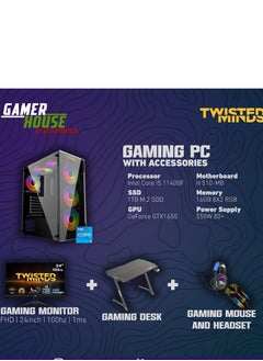 Buy Gaming PC Bundle with Series GPU - Intel Core i5 11400F, Nvidia gtx 1650, 16GB 3600MHz RAM, 500GB SSD Gen4 + 1TB HDD in UAE