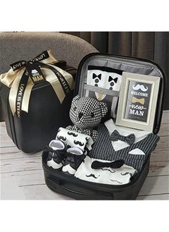 Buy New Born Clothes Suit Gift Set For Baby Boy - 6 Pieces, Black in Saudi Arabia