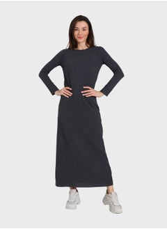 Buy Ribbed Crew Neck Dress in UAE