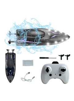 Buy Remote Control Boat, High-Speed RC Boat with LED Lights - Perfect Outdoor Water Toy Gift for Children - 2.4 GHz Remote Control Submarine, Racing Boats, for Pools, Lakes, Ponds Gift (Black) in UAE
