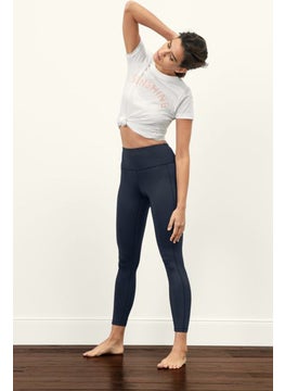 Buy Women Sportswear Fit Plain Training Tights, Navy Blue in UAE