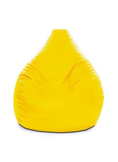 Buy XXL Faux Leather Multi-Purpose Bean Bag With Polystyrene Filling Yellow in UAE