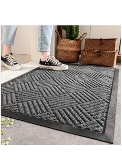 Buy Outdoor Door Mats, Entry Mat Carpet with  Rubber Anti-Slip Footpads, Dirt Trapping Rugs for Entryway (Grey) in Saudi Arabia