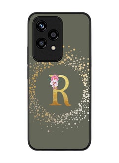 Buy Rugged Black edge case for Honor 200 Lite, Slim fit Case Flexible Cover - Custom Monogram Initial Letter Floral Pattern Alphabet - R (Olive Green ) in UAE