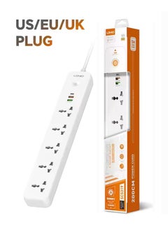 اشتري Universal 5 Outlet Power Extension strip with usb and type c power extension socket With 2M Power Cord في الامارات