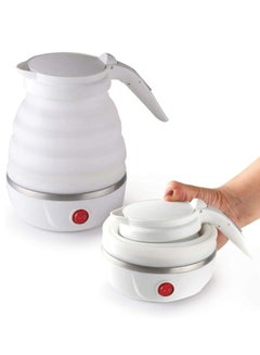 Buy Silicone Travel Foldable Water Heater Jug Collapsible Mini Portable Electric Kettle White in UAE