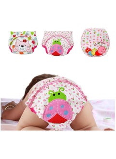 Buy Baby Diapers Cotton and Reusable Baby Washable Cloth Diaper Nappies, Baby Training Pants, Ideal for Toddlers and Children (Pack Of 3 (Ladybug, Worm, Cat)) in Egypt