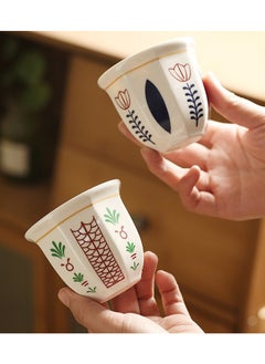 Buy HOOPZOZA Ceramic Coffee Cups Mugs 2PCS Espresso Cups 180mL for Turkish Tea Cappuccino Latte in Saudi Arabia