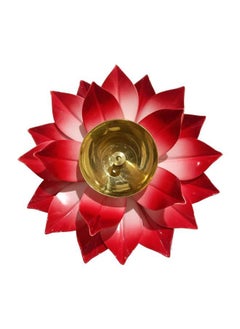 Buy Lotus Shape Oil Lamp Red/Gold/White 7x7x2inch in UAE