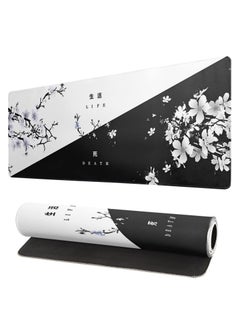 Buy Gaming Japanese Mouse Pad , Black and White Floral Design (70cm x 30cm x 2mm), HD Print Pattern Desk Mat, Extended Mouse Pad and Keyboard Mouse Pads, Waterproof Fabric Surface Mouse Pads for Office, Anti-Slip Rubber Base in Egypt