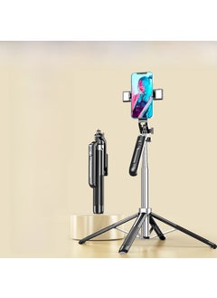 Buy New 1.8m Anti-Shake Selfie Stick With Tripod and 360° Handle Black stainless steel P190 [with 2 small lights 9 color]] in Saudi Arabia