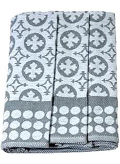 Buy Multi-Purpose Towel Set Of 3 Pcs 100% Cotton 50 x 70  cm-Grey in Egypt