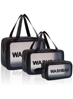 اشتري 3Pcs Portable PVC Waterproof Cosmetic Bags Clear Travel Bags for Toiletries Transparent Travel Storage Carry Pouch, Toiletry Bags and Cosmetics Organizer for Women Men في الامارات