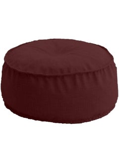 Buy New York Round Ottomans Floor Linen Cushion Maroon Red in Saudi Arabia