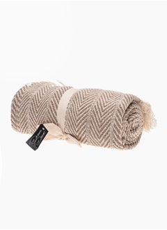 اشتري Beige recycled cotton throw 125x152cm في الامارات