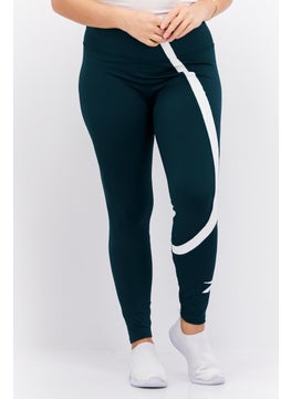 Buy Women Sportswear Fit Training Leggings, Dark Green/White in UAE