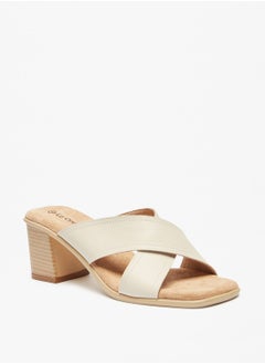 Buy Cross Strap Slip On Sandals with Block Heels in UAE