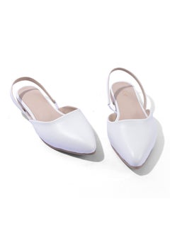 Buy Mules Flat Leher Stylish SB-8 - White in Egypt