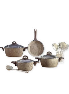 Buy 14-piece granite cookware set with a Turkish glass lid in Saudi Arabia