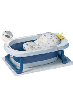 Buy Baby non-slip foldable bathtub with heated thermometer and floating pillow in UAE