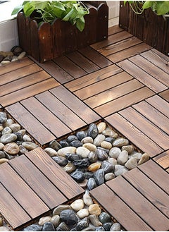 اشتري Hometaste 10 Pieces Interlocking Hardwood Decking Tiles - Wood Flooring For Outdoor Garden, Patio, Balcony, Roof Terrace, And Office - Waterproof, Durable, And Stylish Interlocking Tiles في الامارات