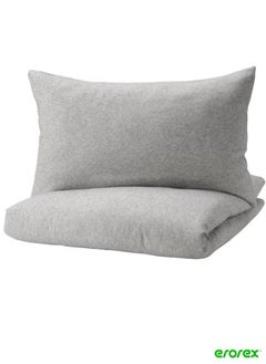 Buy Duvet cover and 2 pillowcases dark grey  240x220/50x80 cm in Saudi Arabia