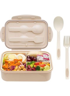 Buy Bento Box Lunch Boxes Container Bundle Divider Japanese Style with Spoon and Fork, Translucent Box, Microwave Safe in Saudi Arabia