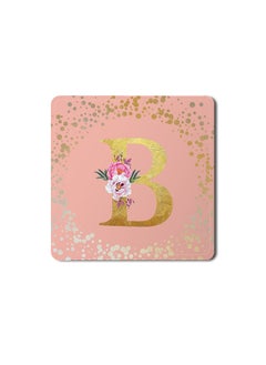 Buy Designer Leather Coasters Mat for Beverage Drinks- Custom Monogram Initial Letter Floral Pattern Alphabet - B (Rose Pink) in UAE