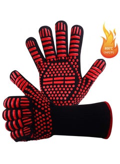 اشتري Beckool Heat Resistant BBQ Gloves, Barbecue Accessories Oven Mitts 932℉ for Kitchen, Cooking, Grilling, Baking في الامارات