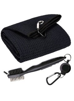 Buy Golf Towels and Brush Tool Kit, Microfiber Waffle Pattern Tri-fold Golf Towel - Brush Tool Kit with Club Groove Cleaner in UAE