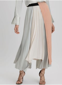 Buy Asymmetrical Hem Pleated Skirt in Saudi Arabia