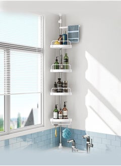 اشتري Corner Shower Caddy-4 Tier Shower Caddy Tension Pole with Stainless Steel Pole for Bathroom في الامارات