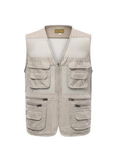 اشتري Summer Mesh Vest Multi-Pocket Breathable Mens Khaki في الامارات