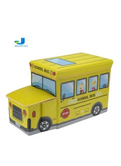 اشتري Playroom Storage Organizers for Girls Boys Bins Collapsible Kids Chest Folding Box Babies Books Toys Clothes School Bus Yellow في الامارات