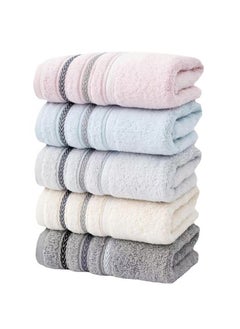 Buy 5-piece bathroom towel set-500GSM100% cotton low twist-5 bath towels-Highly absorbent-Quick drying Multicolour 74x34 cm in Saudi Arabia