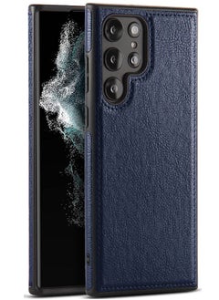 Buy Samsung Galaxy S24 Ultra Cover, Vegan Leather Protective Case for Samsung S24 Ultra 5G 6.8‘’, Luxury, Elegant and Beautiful Design Cover, Non-Slip Vintage Looking Perfect Leather Back Cover(Blue) in UAE