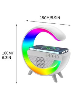 Buy Bluetooth Speaker With Wireless Charger, FM Radio, Adjustable LED Night Light, Dual Wireless Speakers,800mAh Battery For Bedroom,Home. (White) in Egypt